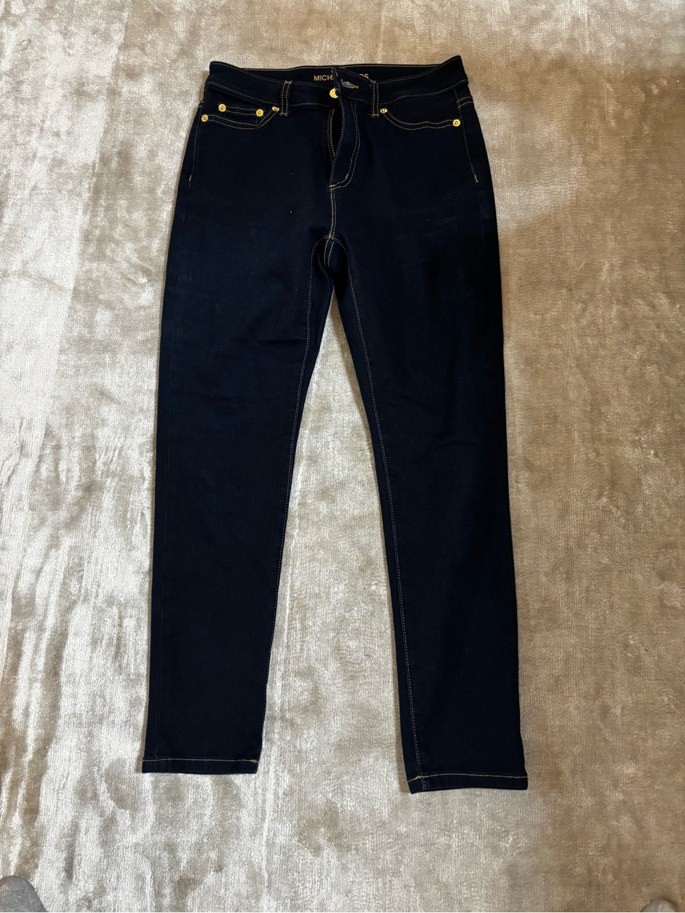Michael Kors Navy Denim Jeans with Gold Hardware